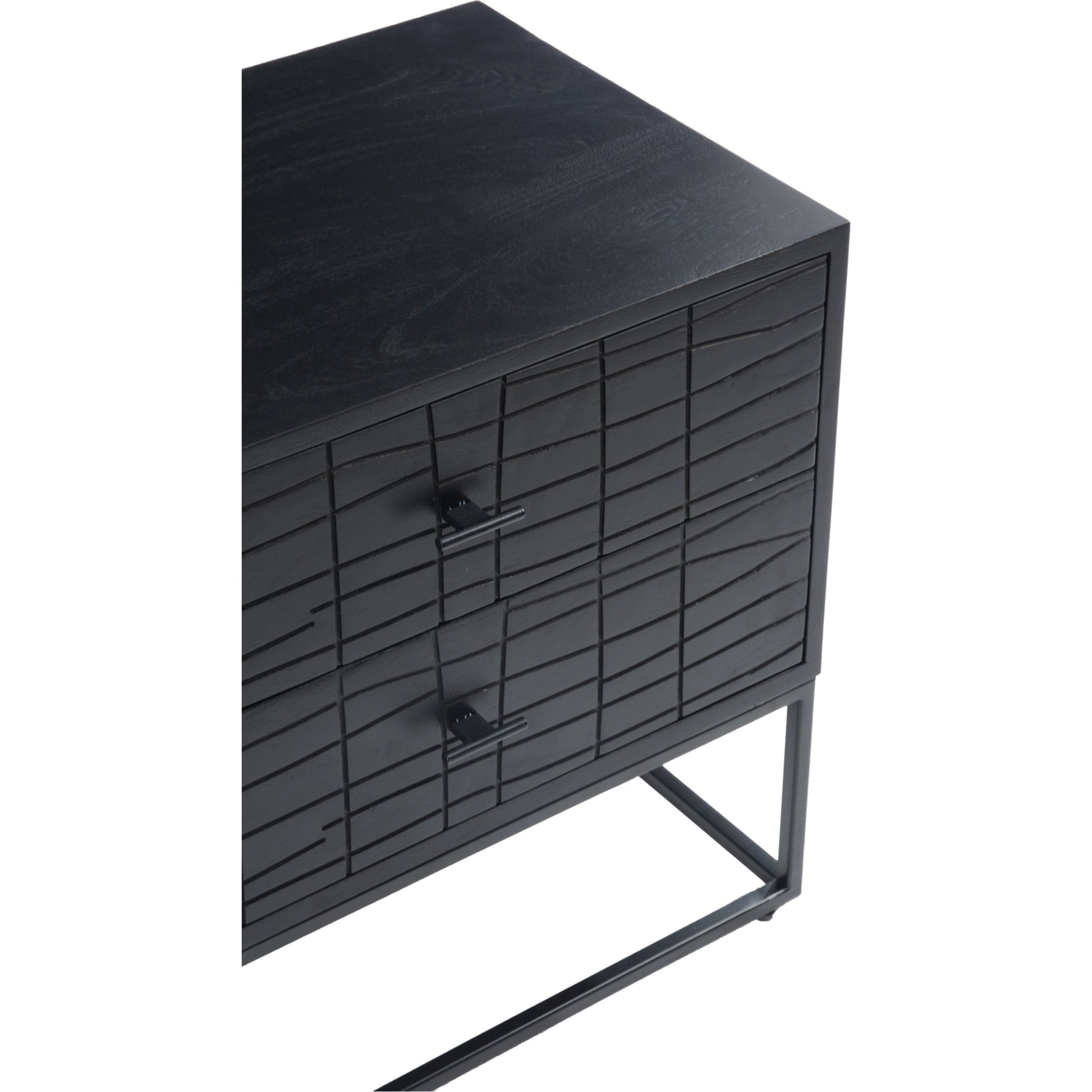 Atelier Nightstand by Moe's Home Collection in black. Made from solid acacia case, iron legs in a modern style.