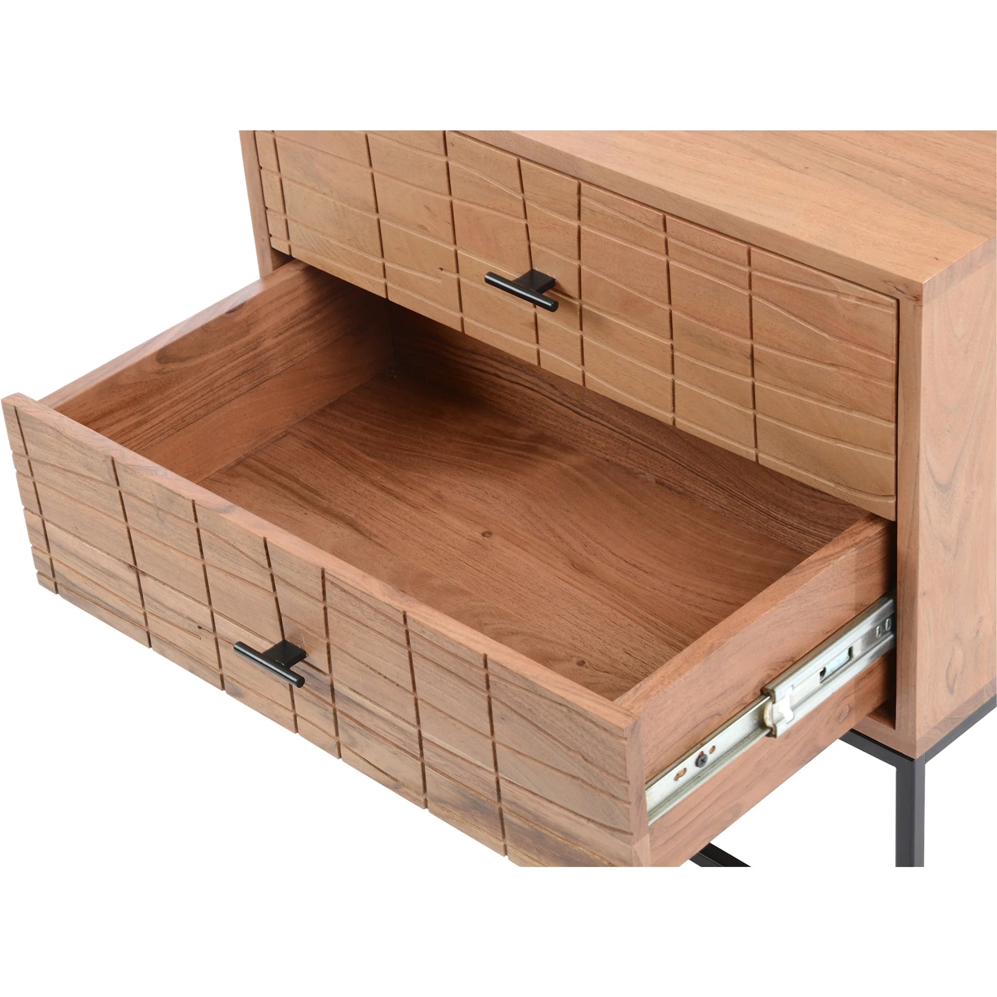 Atelier Nightstand by Moe's Home Collection in black. Made from solid acacia case, iron legs in a modern style.