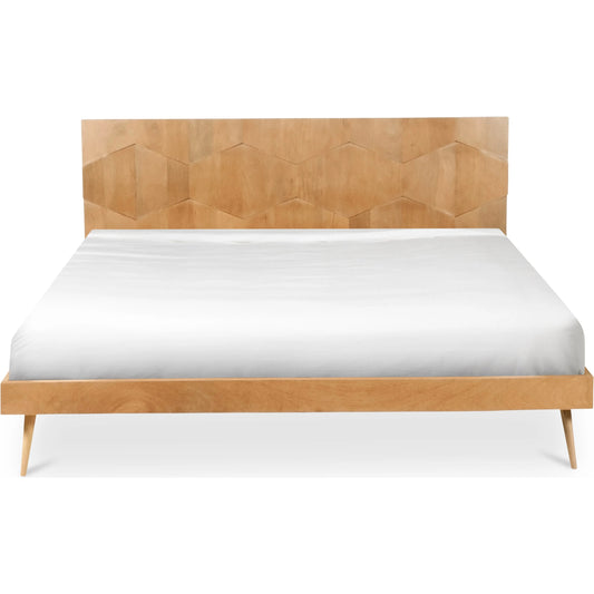 O2 Bed by Moe's Home Collection in light golden. Made from mango wood in a modern style.