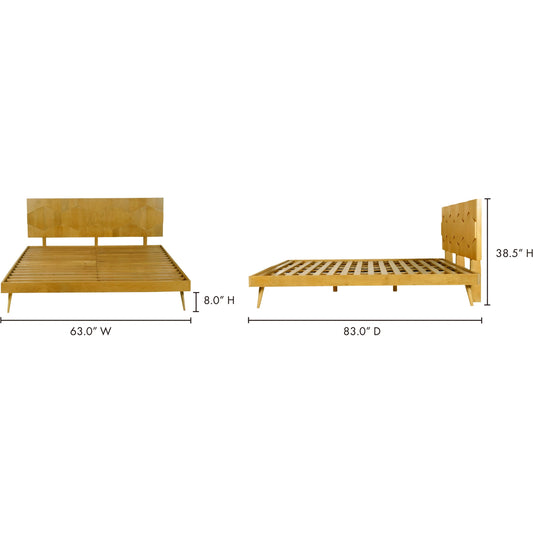 O2 Bed by Moe's Home Collection in light golden. Made from mango wood in a modern style.