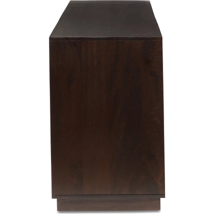 Denman 6 Drawer Dresser by Moe's Home Collection in dark brown. Made from solid mango wood, mdf back, drawer bottom in a unique style.