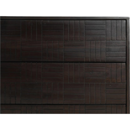 Denman 6 Drawer Dresser by Moe's Home Collection in dark brown. Made from solid mango wood, mdf back, drawer bottom in a unique style.