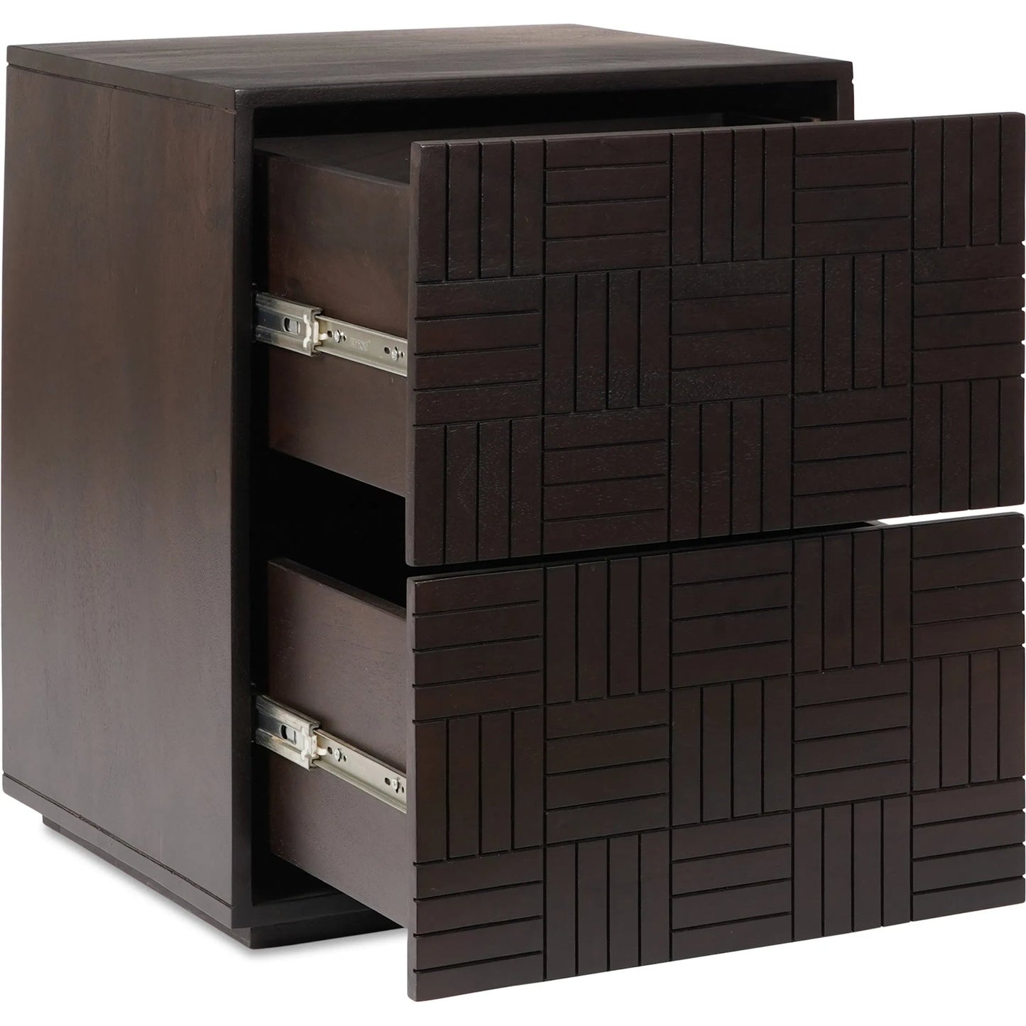 003 SI-2253676 | Additional Silo | Denman Nightstand by Moe's Home Collection in dark brown. Made from solid mango wood, mdf back, drawer bottom in a traditional style.