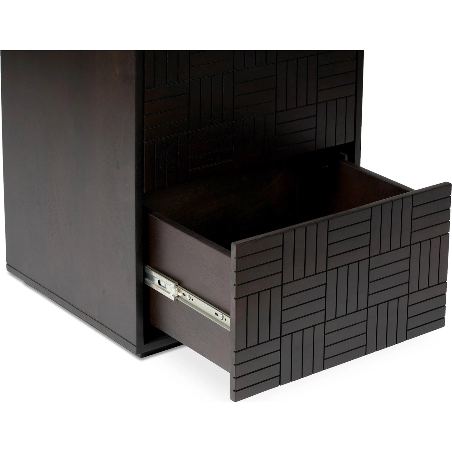 006 SI-2253676 | Additional Silo | Denman Nightstand by Moe's Home Collection in dark brown. Made from solid mango wood, mdf back, drawer bottom in a traditional style.