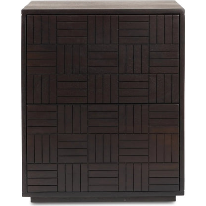Denman Nightstand by Moe's Home Collection in dark brown. Made from solid mango wood, mdf back, drawer bottom in a traditional style.