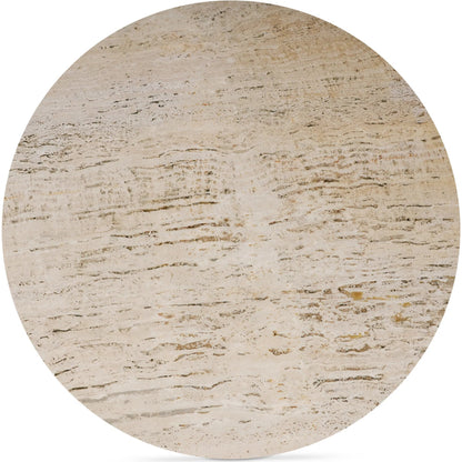 Landon Table by Moe's Home Collection in glazed brown. Made from turkish beige travertine, mango wood in a modern style.