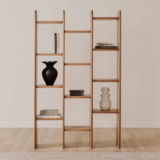Orson Bookcase by Moe's Home Collection in brown. Made from solid acacia wood in a transitional style.