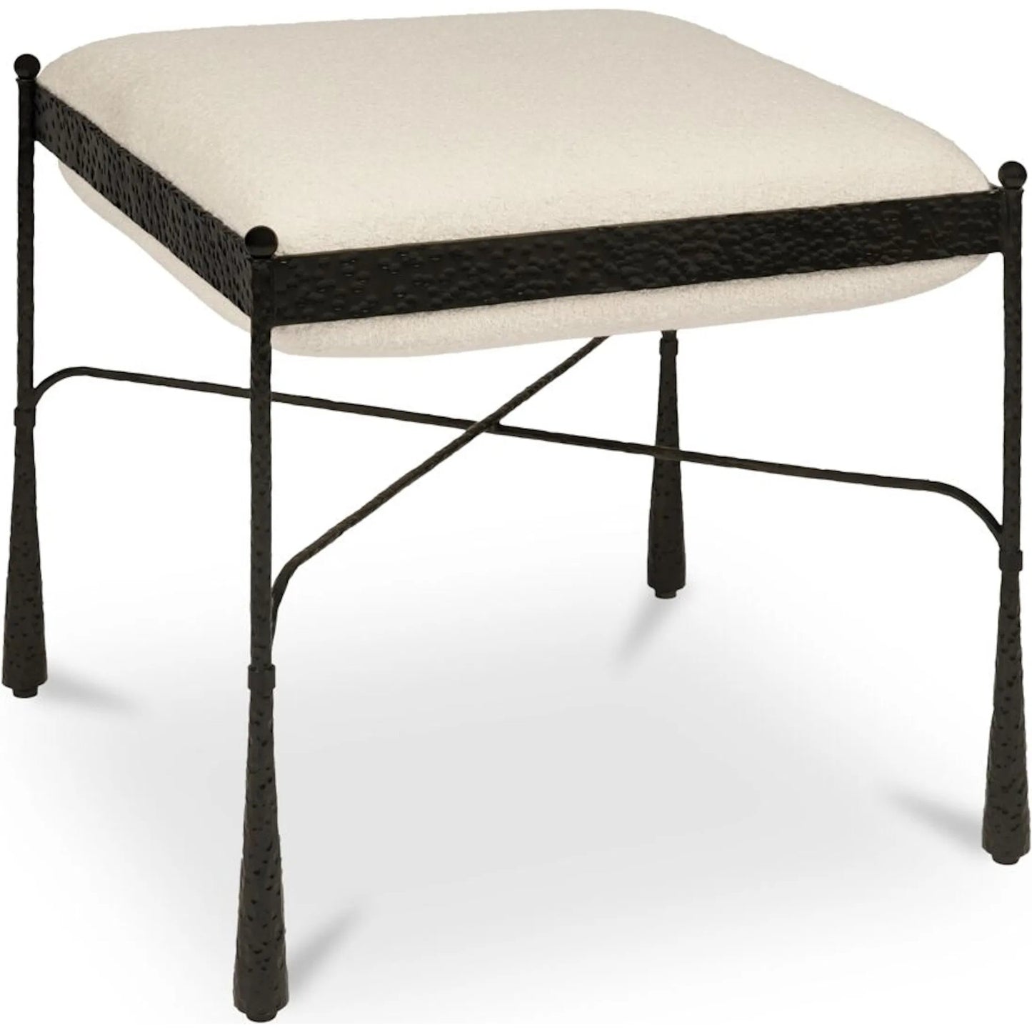 001 SI-2521734 | Primary Silo | Agne Stool by Moe's Home Collection in white. Made from 100% polyester, iron base, foam seat, plywood in a traditional style.