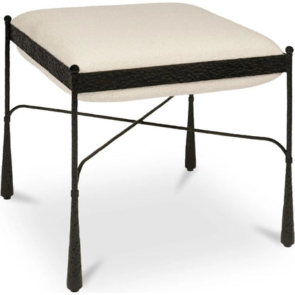 Agne Stool by Moe's Home Collection in white. Made from 100% polyester, iron base, foam seat, plywood in a traditional style.