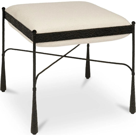 Agne Stool by Moe's Home Collection in white. Made from 100% polyester, iron base, foam seat, plywood in a unique style.