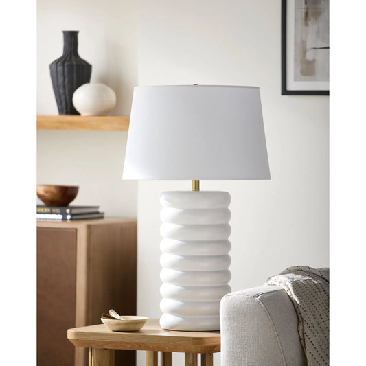 Brienza Accent Table Lamp by Surya. Made from ceramic, linen, plastic, iron in a modern style.