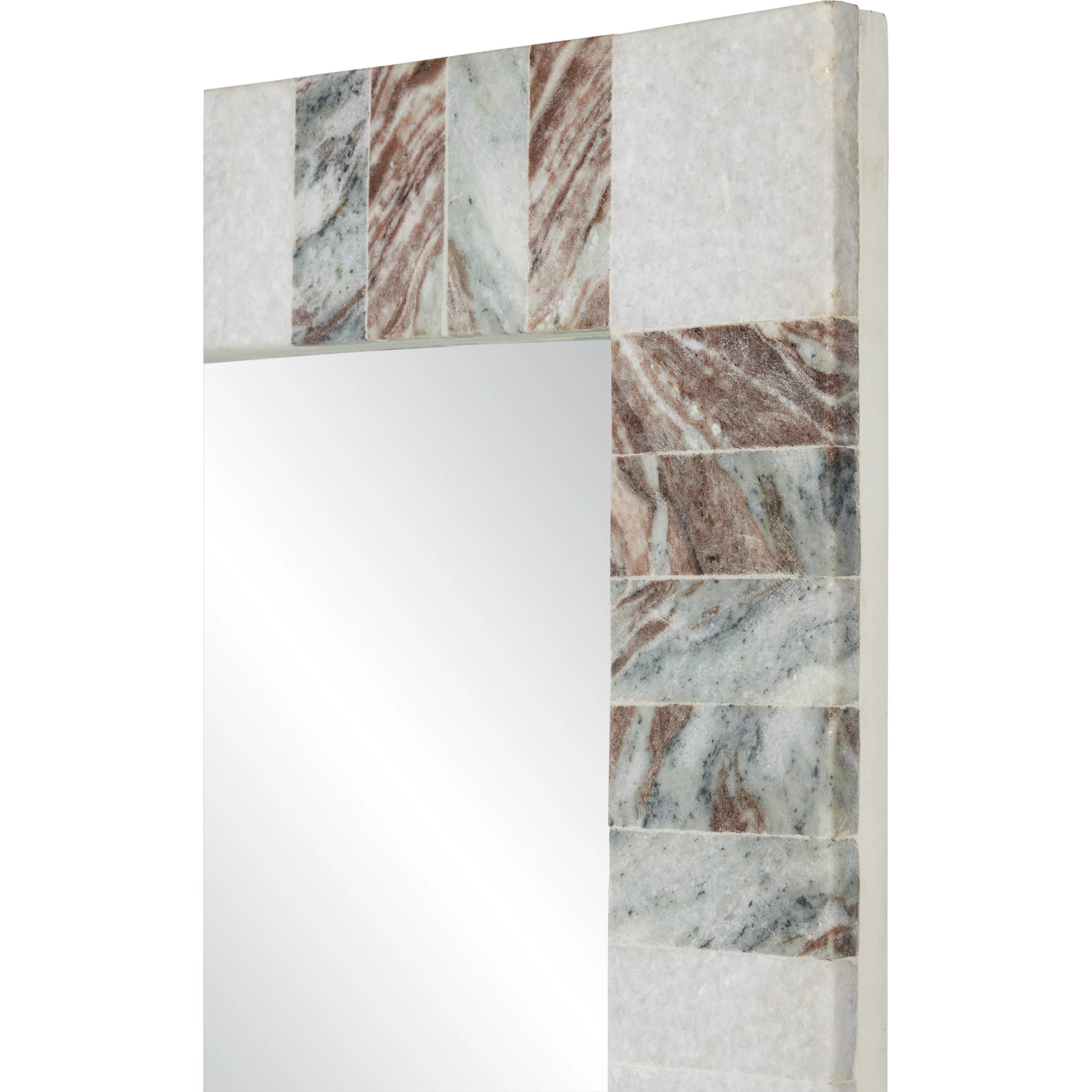 Elena Rectangular Mirror by Currey and Company in white, brown, mirror. Made from toronto brown marble, white marble, glass in a modern style.