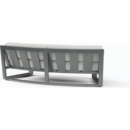 Redondo Outdoor Curved Sofa by Sunset West in slate. Made from aluminum in a modern style.