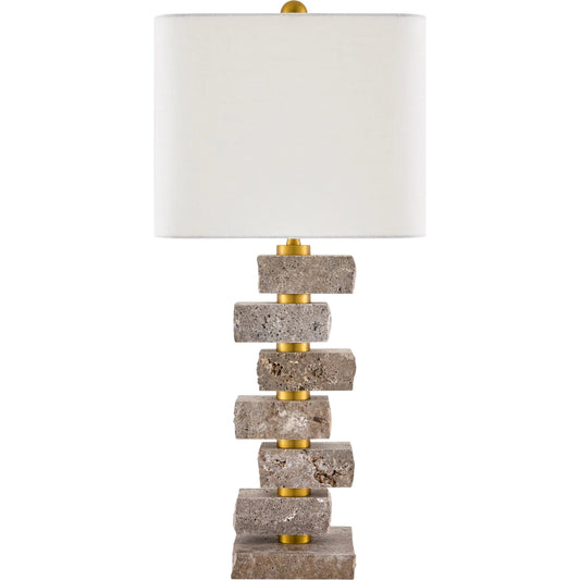Balzano Accent Table Lamp by Surya. Made from marble, linen, polyester in a modern style.