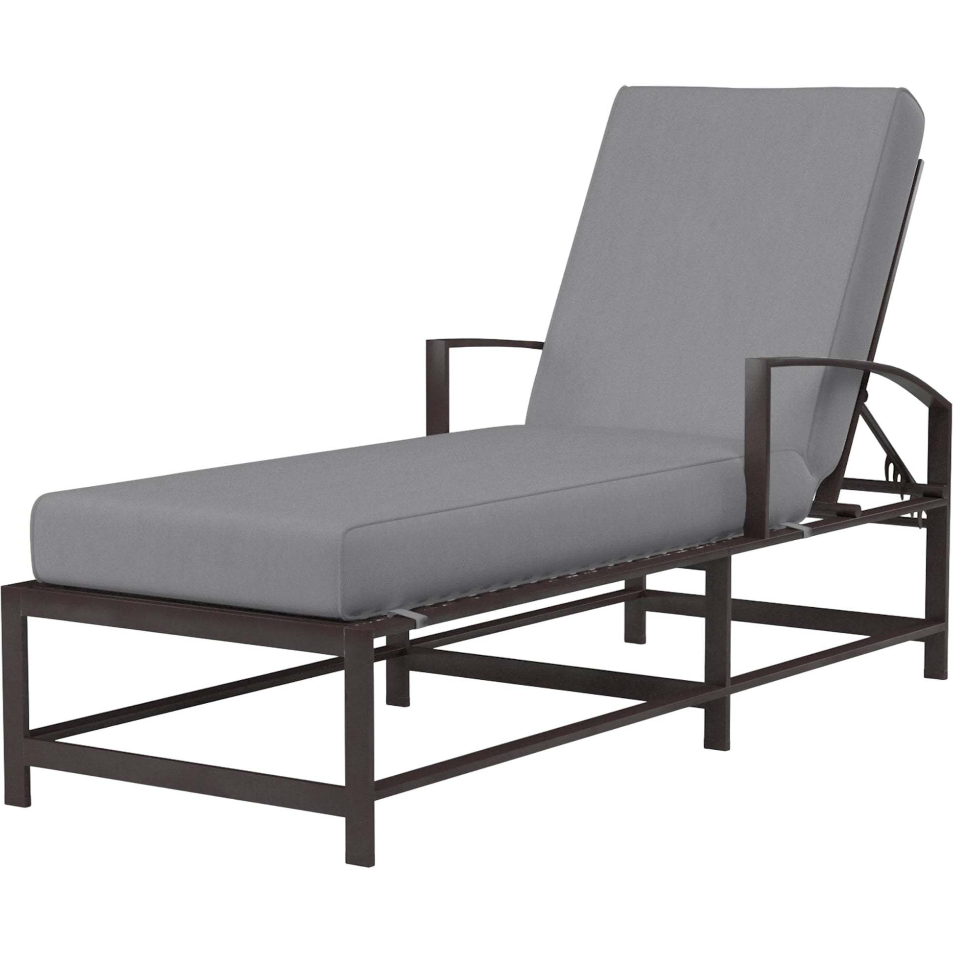 La Jolla Outdoor Chaise by Sunset West in browns. Made from aluminum in a modern style.
