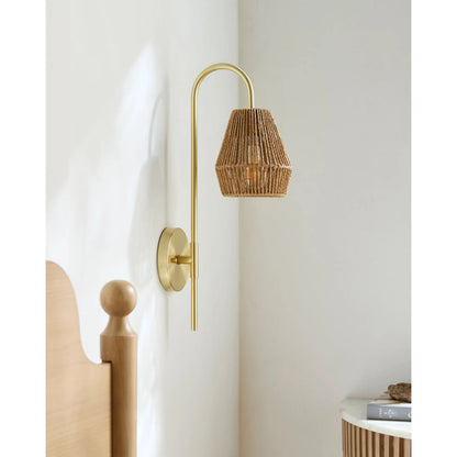 Bezas Wall Sconce by Surya. Made from iron, rattan, linen in a modern style.