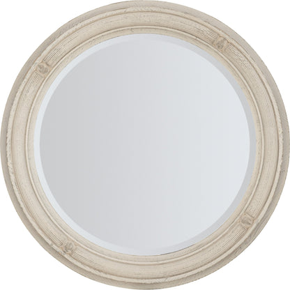 Traditions Round Mirror by Hooker Furniture in dark wood. Made from pine, mirror in a cottage & farmhouse style.