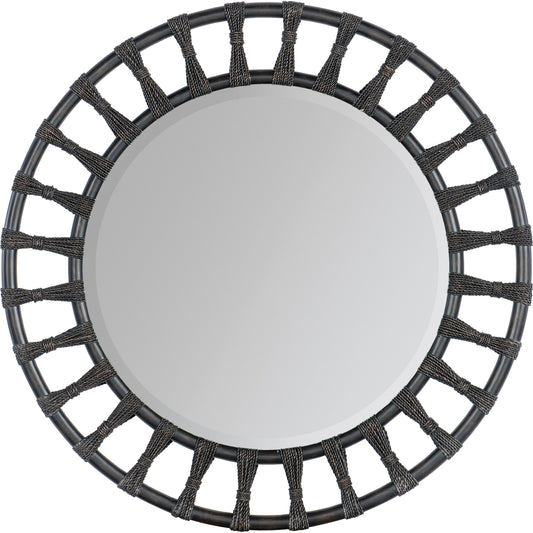 Retreat Pole Rattan Accent Mirror by Hooker Furniture. Made from wood, rope, mirror in a cottage & farmhouse style.
