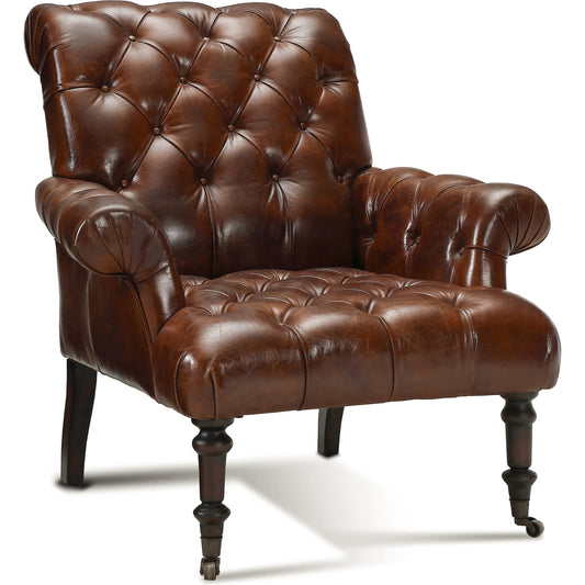 001 SI-2448717 | Primary Silo | Austin Armchair by Zentique in dark brown frame, dark brown leather. Made from rubber wood, top-grain leather in a unique style.