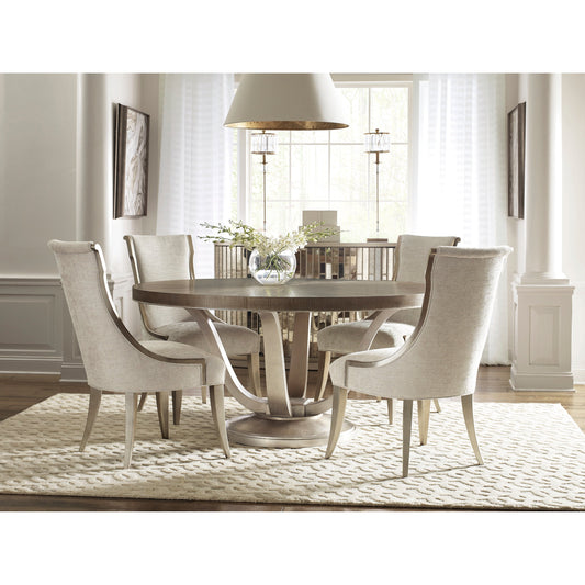 Silver Leaf Upholstered Dining Chair (Set of 2) by Caracole in natural and soft silver leaf. Made from birch in a cottage & farmhouse style.