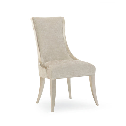Silver Leaf Upholstered Dining Chair (Set of 2) by Caracole in natural and soft silver leaf. Made from birch in a cottage & farmhouse style.