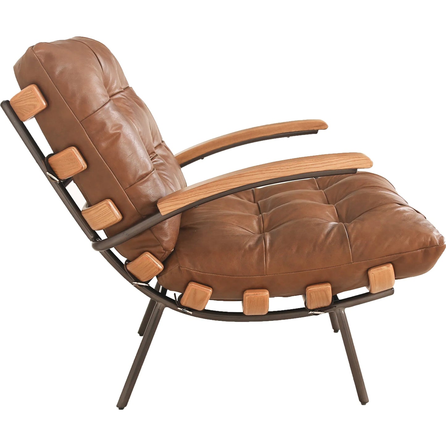003 SI-2448962 | Additional Silo | Stretta Chair by Zentique in light brown wood, light brown top grain leather. Made from rubber wood, top-grain leather in a traditional style.