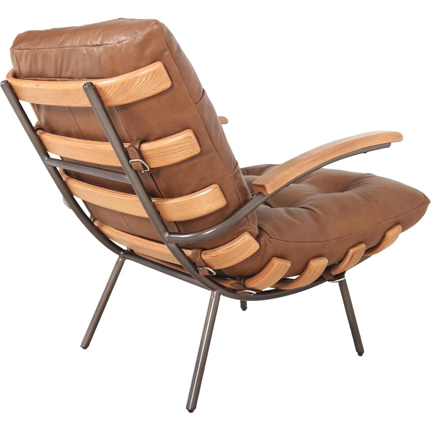 004 SI-2448962 | Additional Silo | Stretta Chair by Zentique in light brown wood, light brown top grain leather. Made from rubber wood, top-grain leather in a traditional style.