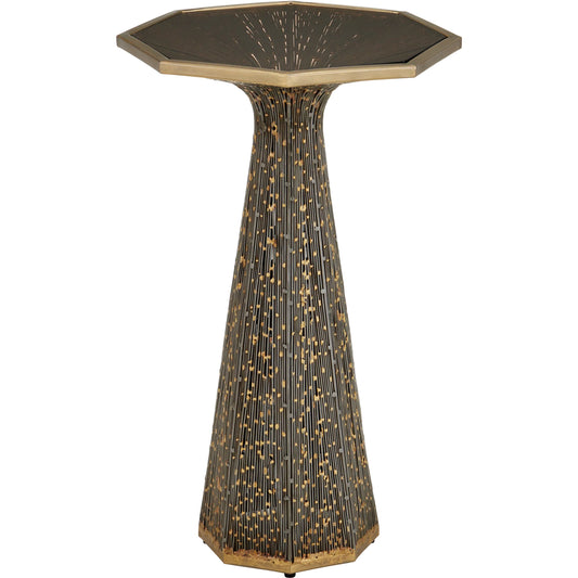 Castor Accent Table by Currey and Company in iron, bronze, smoke. Made from metal, brass, glass in a modern style.