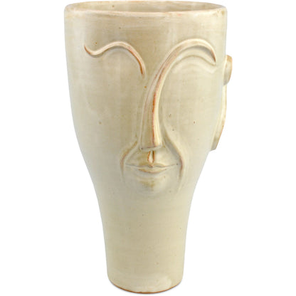 Poet Vase by Currey and Company in milky white. Made from terracotta in a modern style.