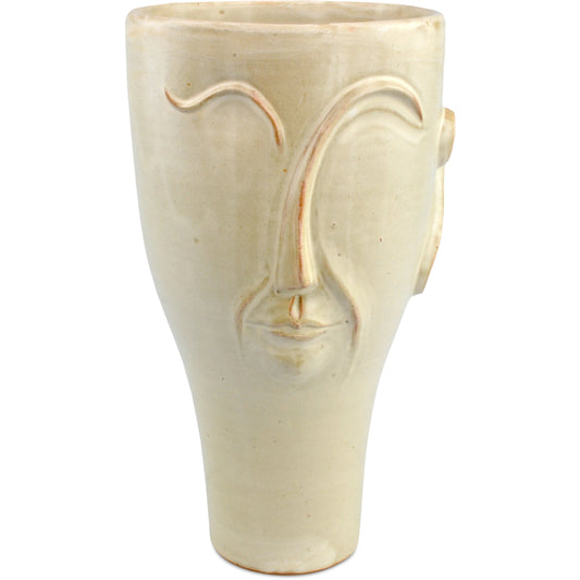 Poet Vase by Currey and Company in milky white. Made from terracotta in a modern style.