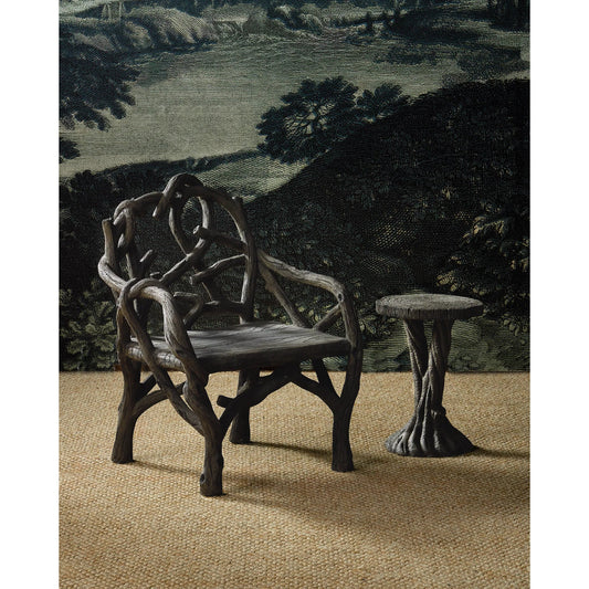 Dunmore Accent Table by Currey and Company in charbon de bois. Made from concrete, wrought iron in a unique style.