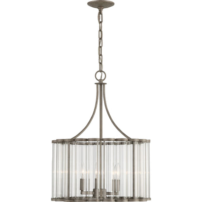 Bridgewater Chandelier by Lumanity in light sand mercury. Made from iron, glass in a traditional style.