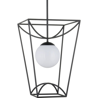 Rochefort Lantern by Currey and Company in black, white. Made from metal, glass in a modern style.