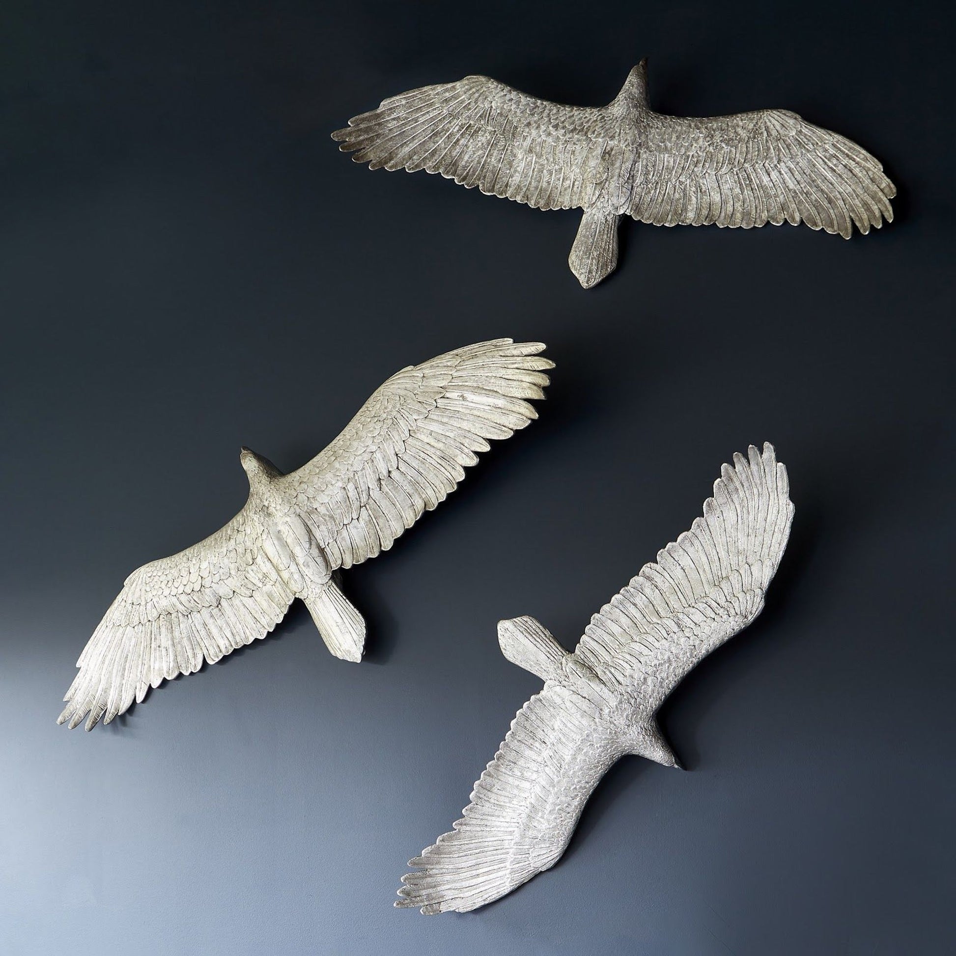 Soaring Eagle Wall Art by Phillips Collection in silver and silver leaf. Made from resin in a eclectic & global style.