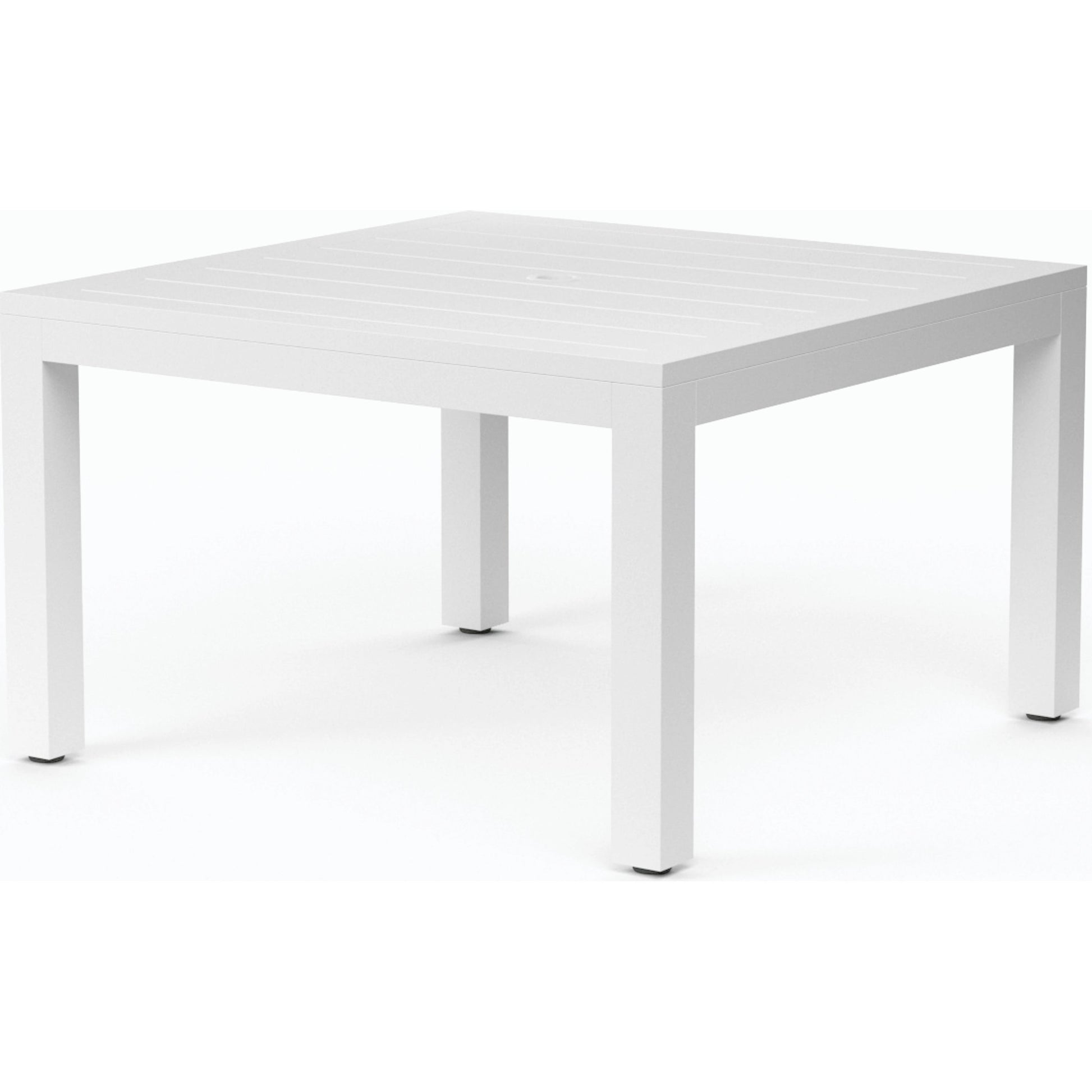 Newport Outdoor 48" Square Dining Table by Sunset West in frost. Made from aluminum in a modern style.