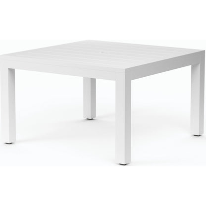 Newport Outdoor 48" Square Dining Table by Sunset West in frost. Made from aluminum in a modern style.