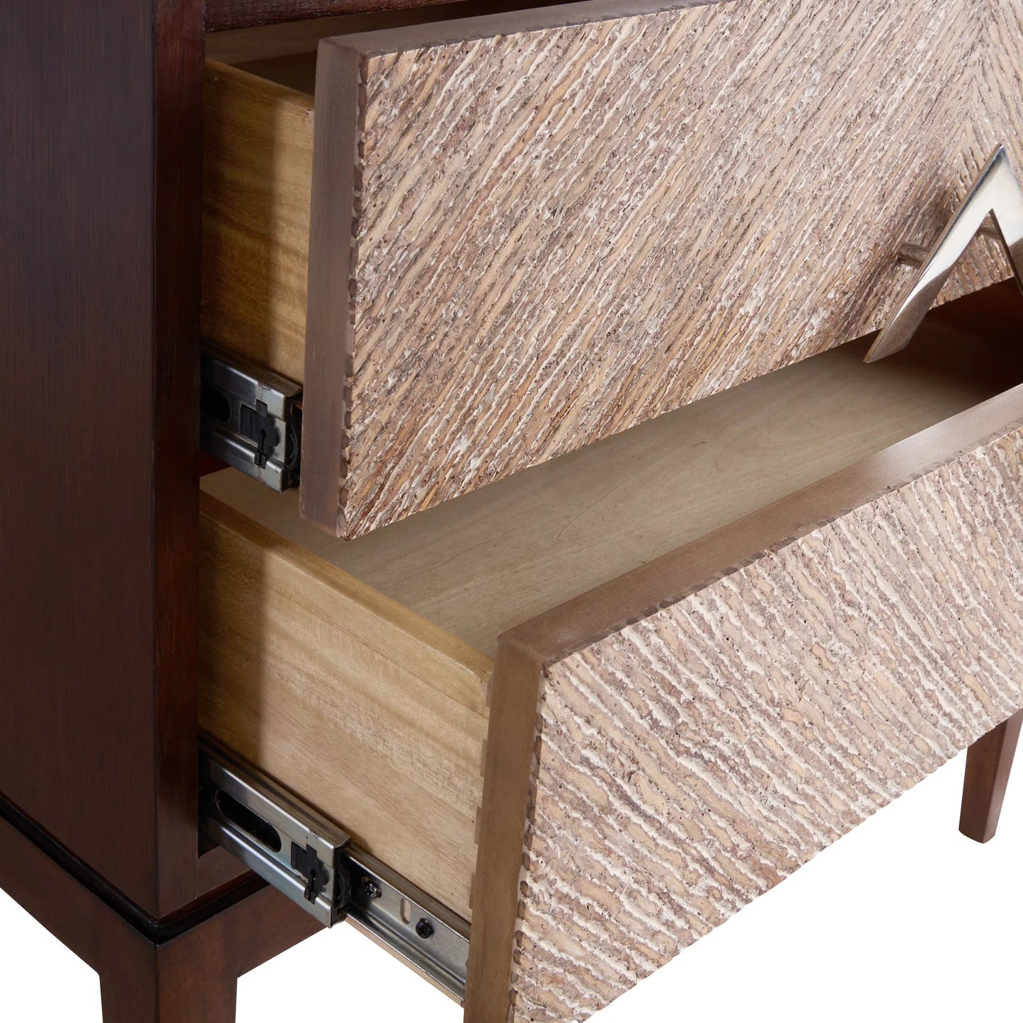005 SI-2533950 | Closeup | Vika Side Table by Chelsea House in brown and dark walnut, polished nickel. Made from unique in a unique style.