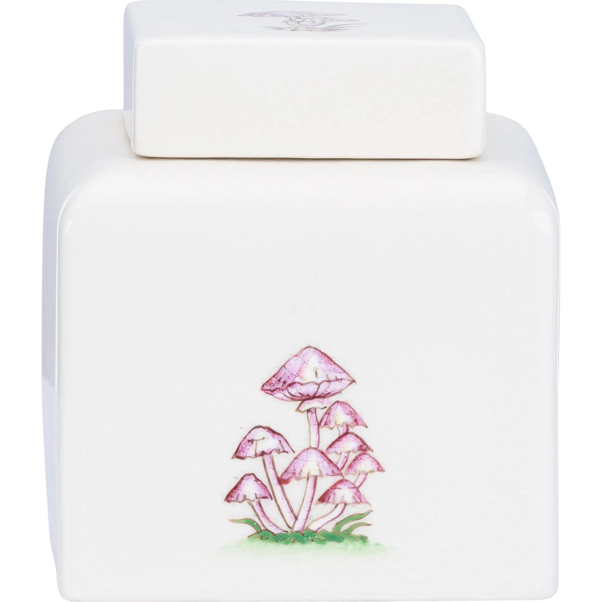 Mushroom Jar by Chelsea House in cream crackled glaze, hand painted. Made from unique in a unique style.