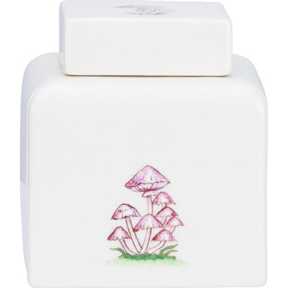 Mushroom Jar by Chelsea House in cream crackled glaze, hand painted. Made from unique in a unique style.