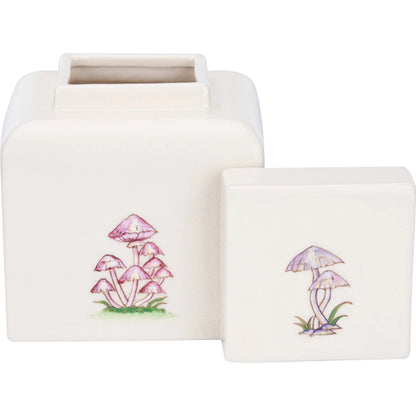Mushroom Jar by Chelsea House in cream crackled glaze, hand painted. Made from unique in a unique style.