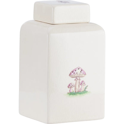 Mushroom Jar by Chelsea House in cream crackled glaze, hand painted. Made from unique in a unique style.