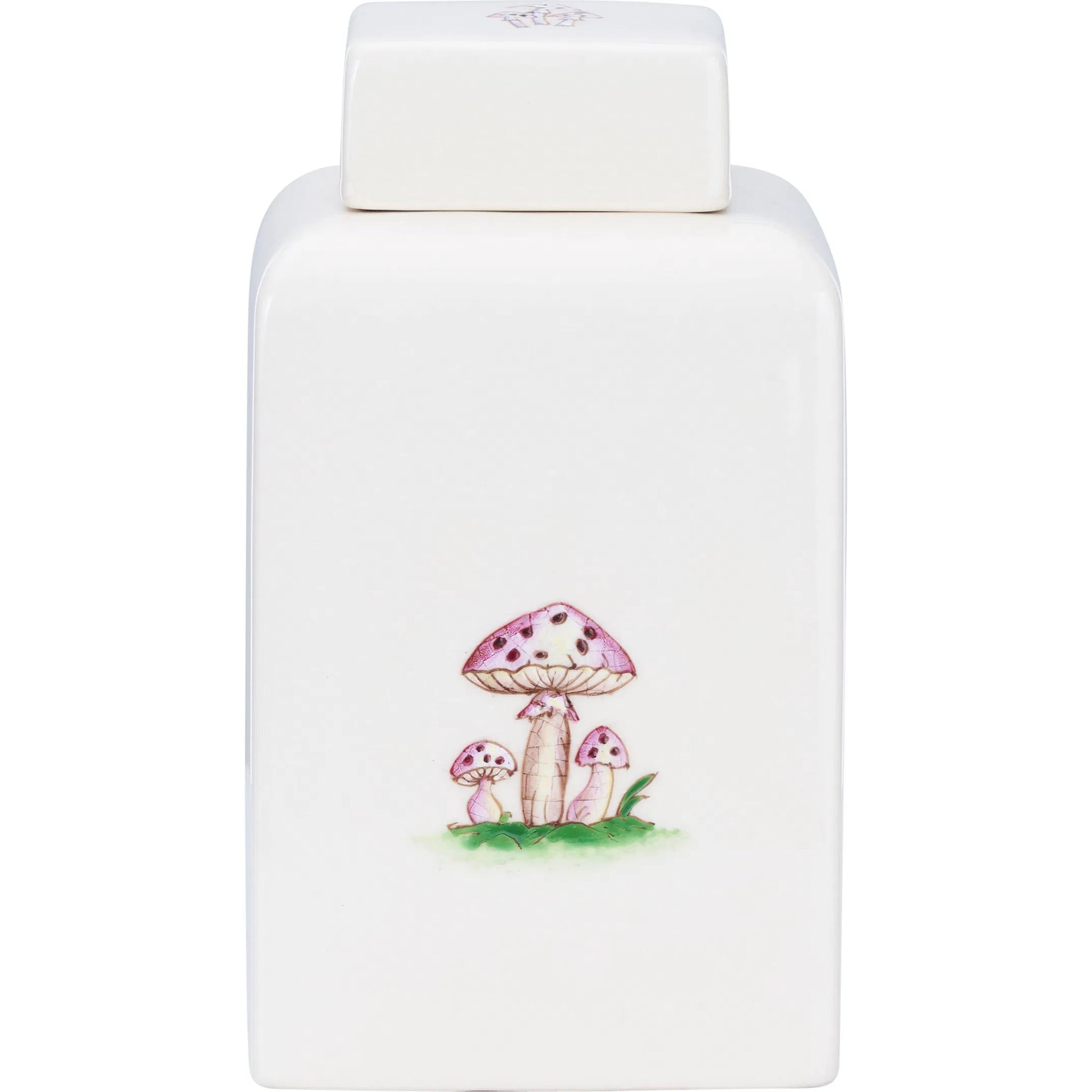 Mushroom Jar by Chelsea House in cream crackled glaze, hand painted. Made from unique in a unique style.