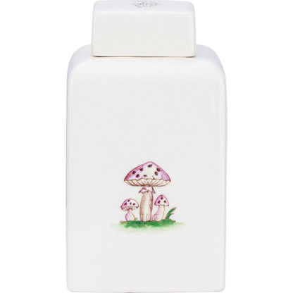 Mushroom Jar by Chelsea House in cream crackled glaze, hand painted. Made from unique in a unique style.