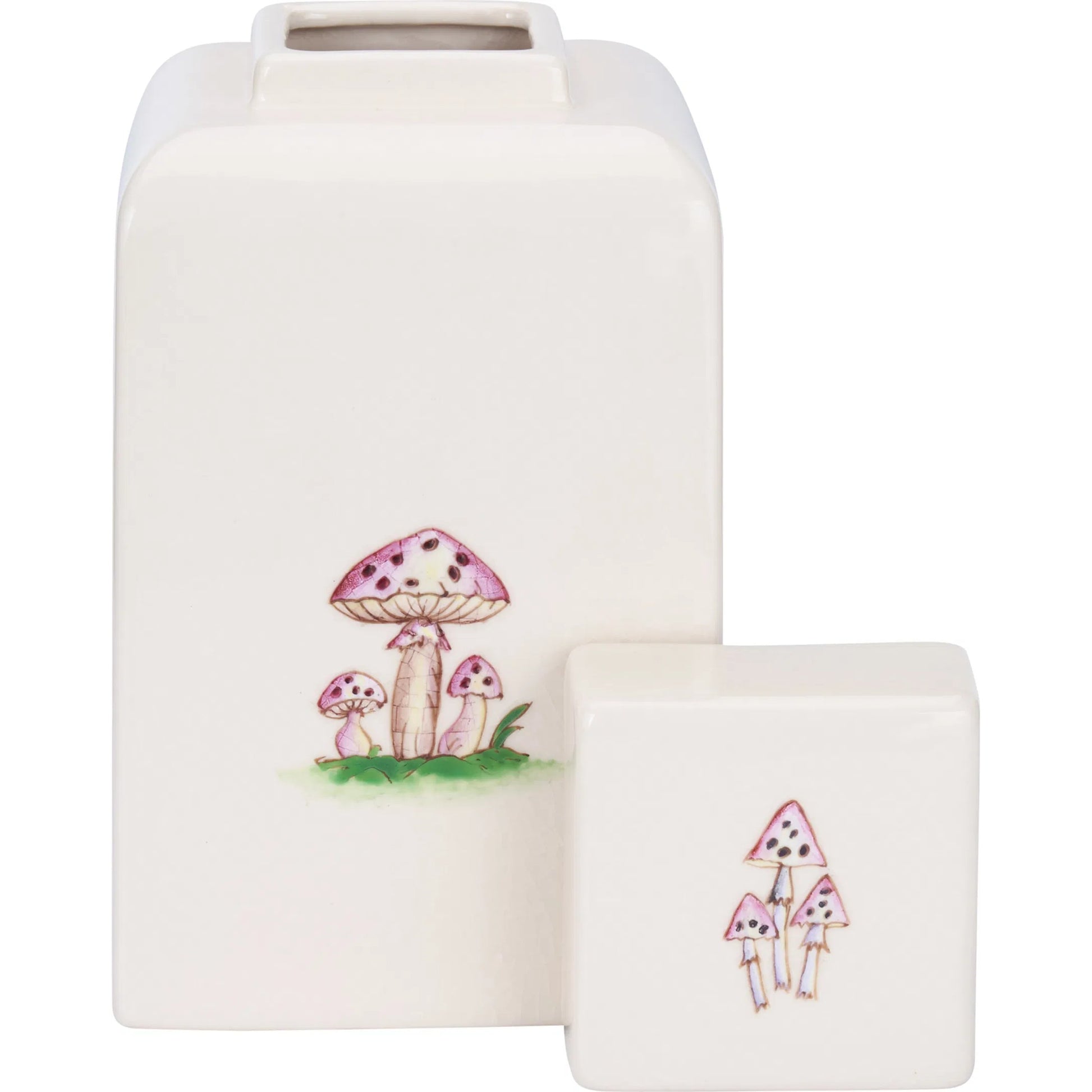 Mushroom Jar by Chelsea House in cream crackled glaze, hand painted. Made from unique in a unique style.