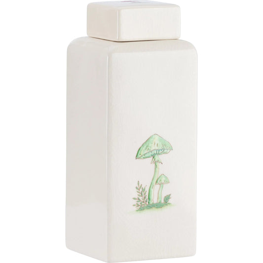 Mushroom Jar by Chelsea House in cream crackled glaze, hand painted. Made from unique in a unique style.