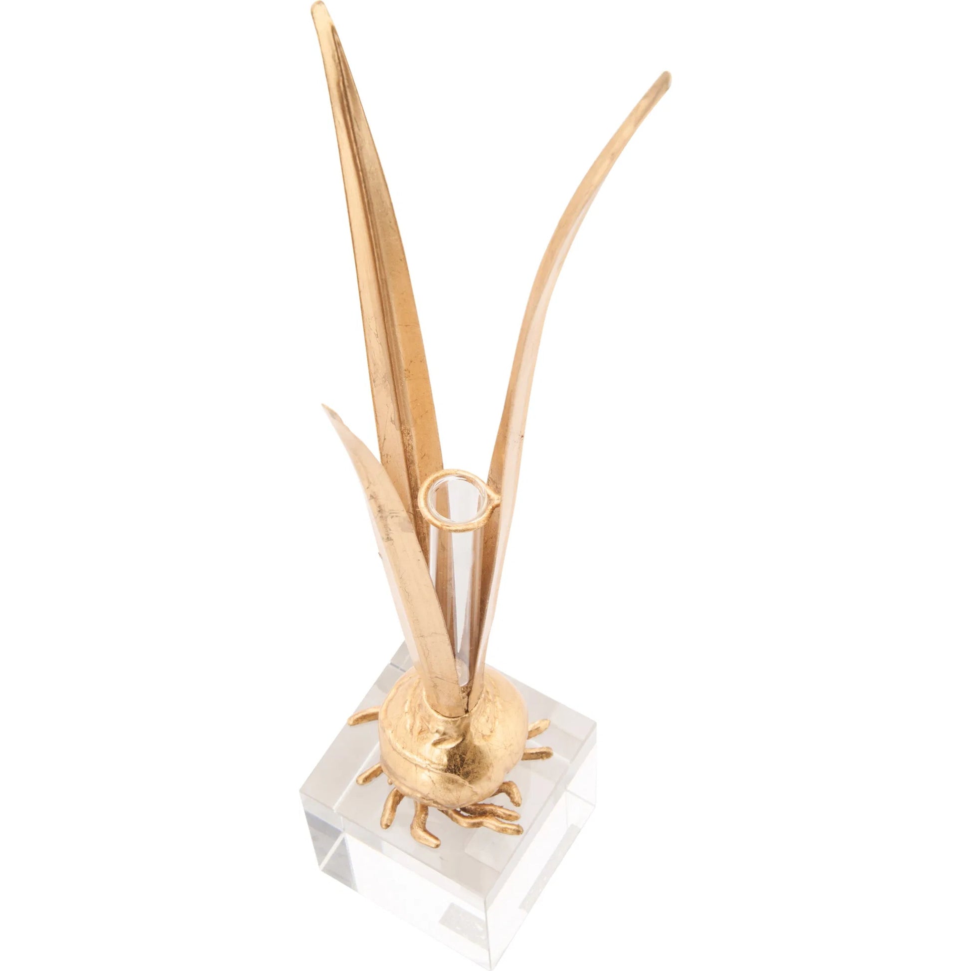Bulb Gold Leaf Vase by Chelsea House in gold and clear, gold leaf. Made from unique in a unique style.