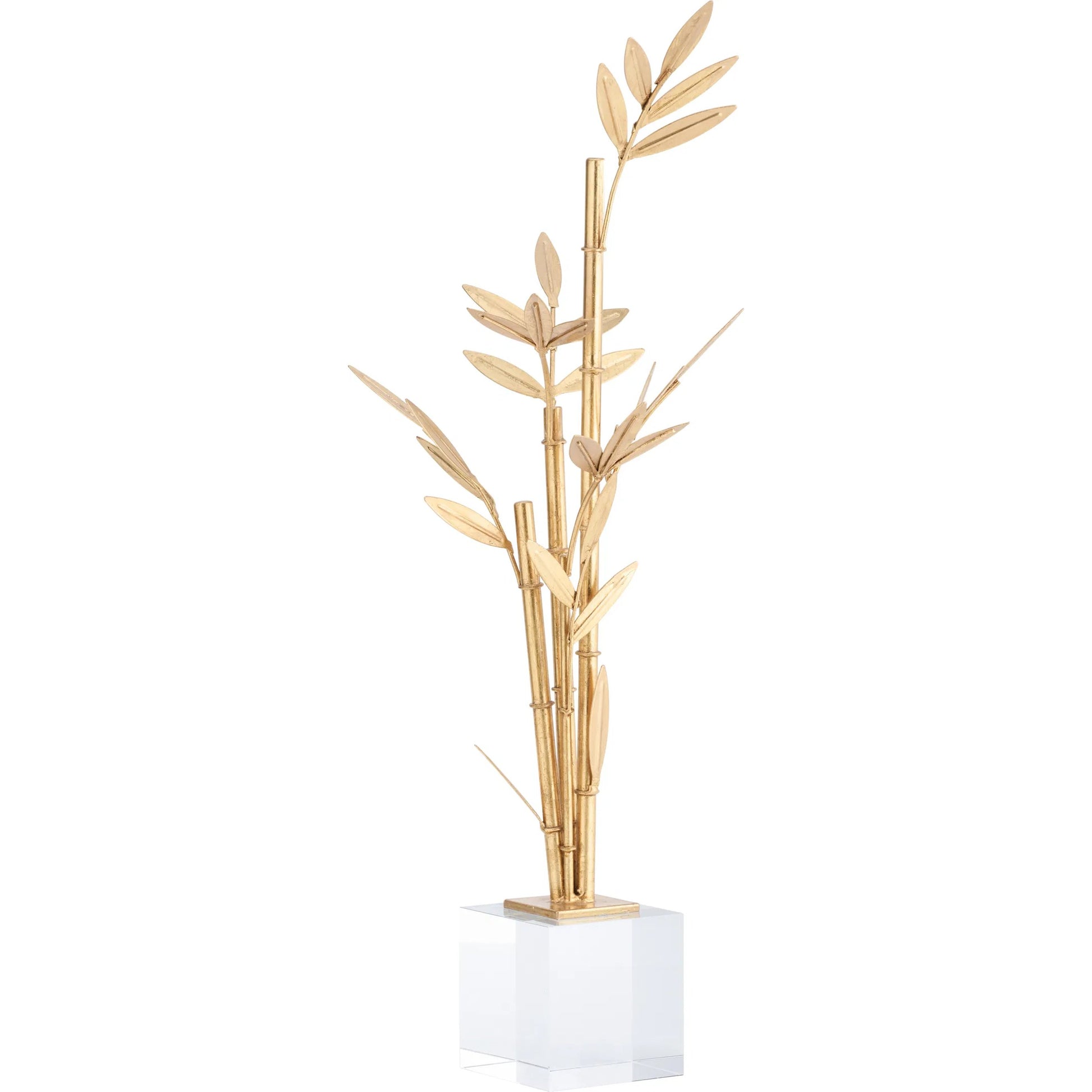 Bamboo on Stand by Chelsea House in gold and clear, gold leaf. Made from unique in a unique style.