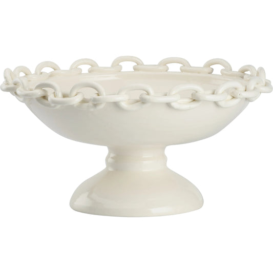Catena Footed Bowl by Chelsea House in white, cream and white glaze. Made from unique in a unique style.