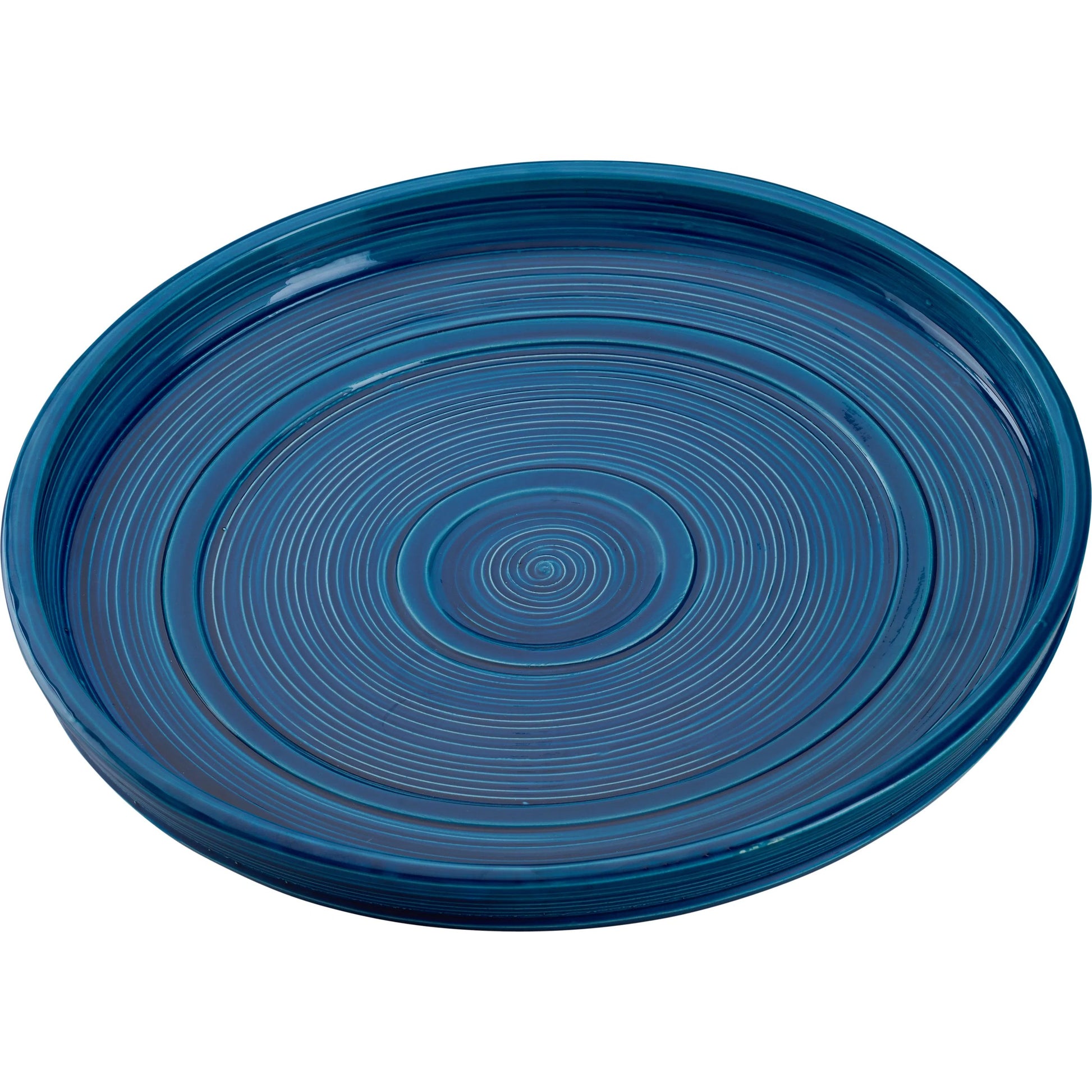 Increspatura Plate by Chelsea House in blue and cobalt glaze. Made from unique in a unique style.