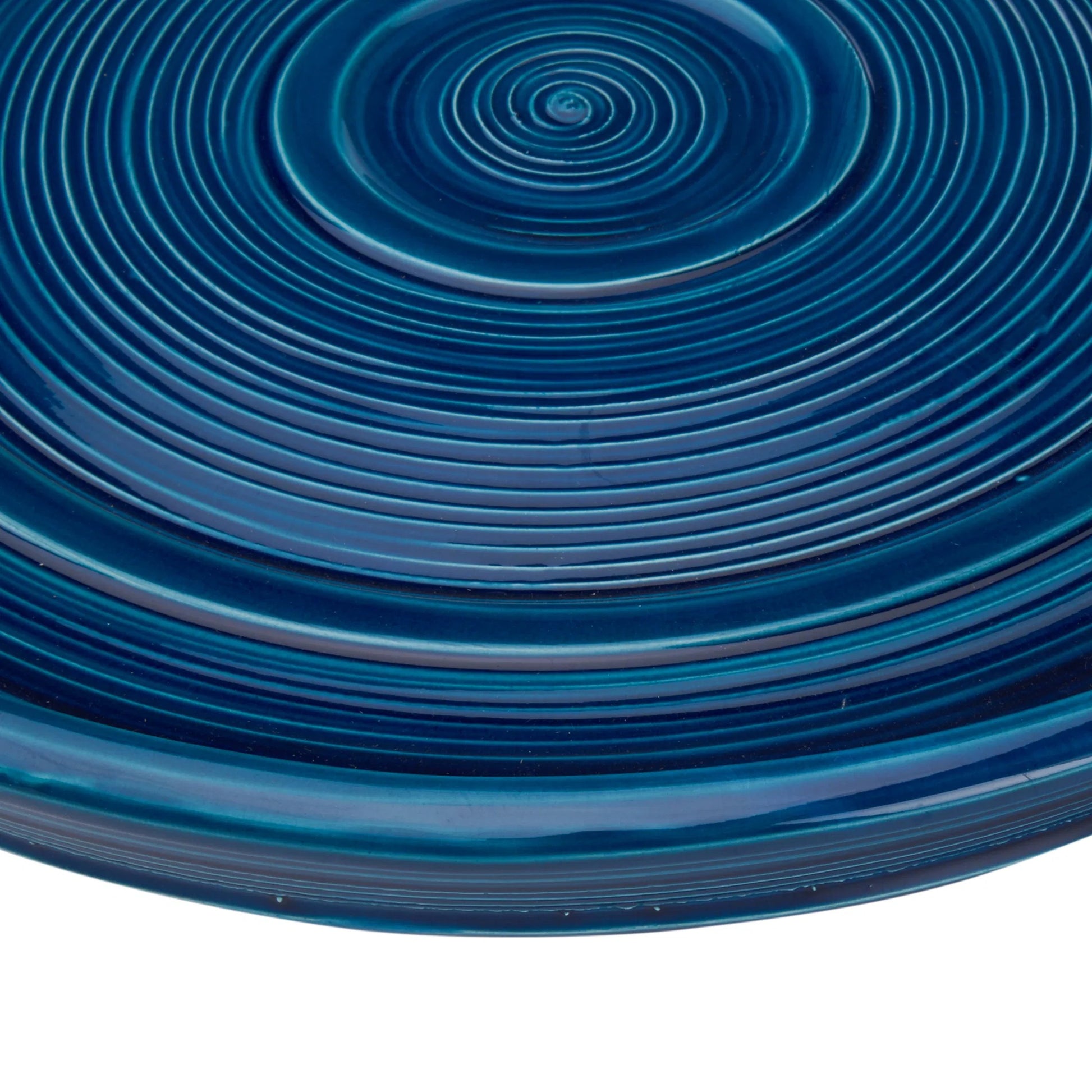 Increspatura Plate by Chelsea House in blue and cobalt glaze. Made from unique in a unique style.